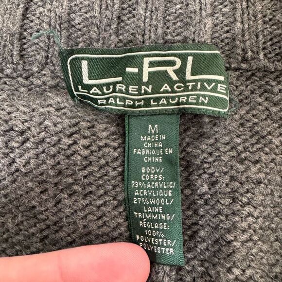 Lauren Ralph Lauren Women’s Full Zip Up Wool Blend Aztec Style Sweater Size M - Picture 7 of 11